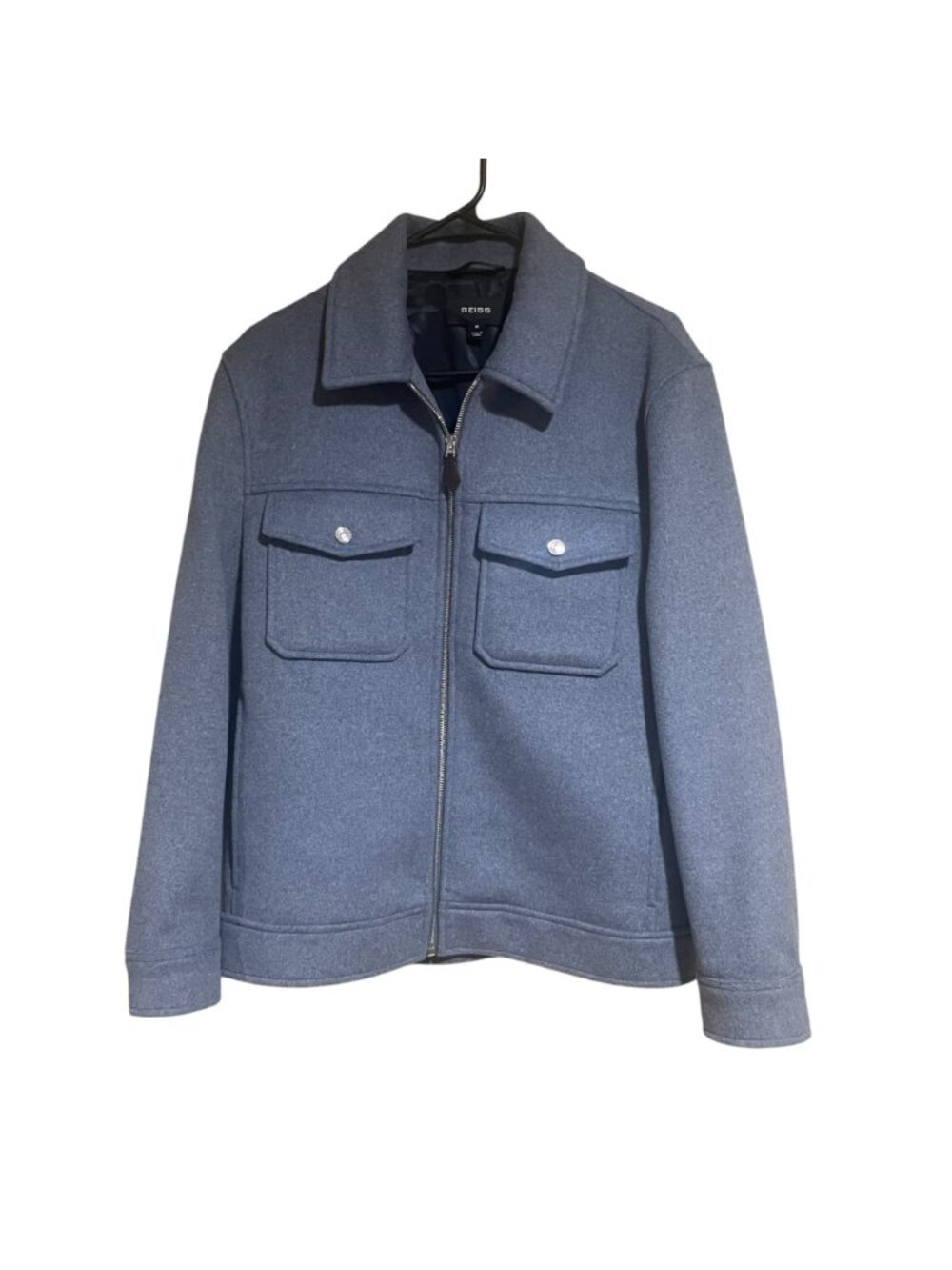 Reiss peridoe zip up trucker jacket in sky blue - Picture 2 of 12